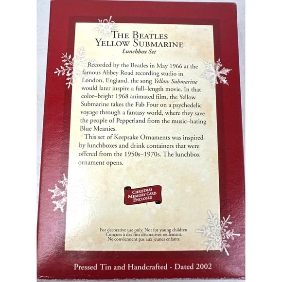 2002 HALLMARK ORNAMENT-THE BEATLES YELLOW SUBMARINE LUNCHBOX SET(2 pieces)-NEW! - Picture 3 of 8